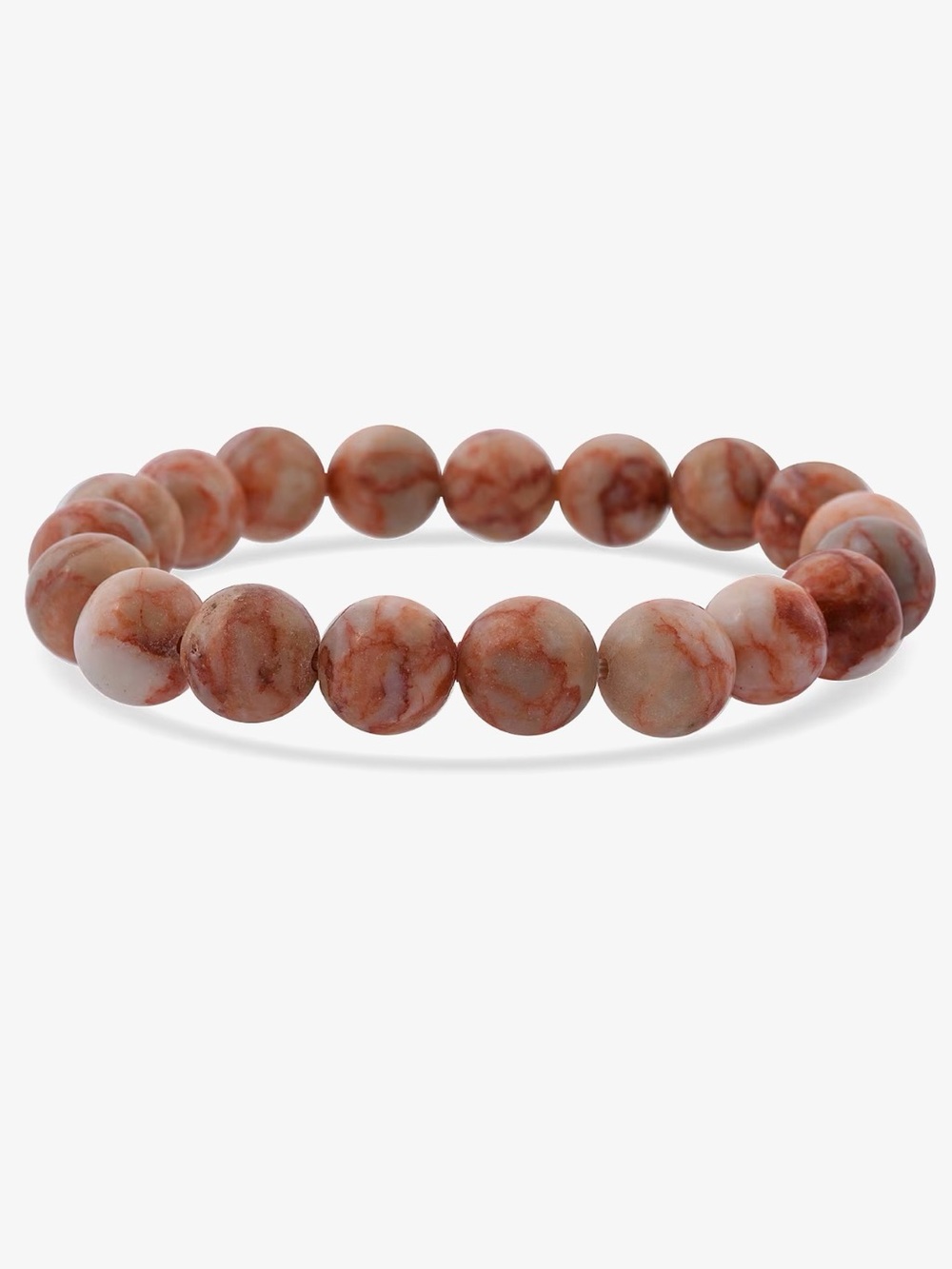 D’Joy Women’s Red Mesh Work Jasper Marbled Pink/Red Beaded Stretch Bracelet NWT